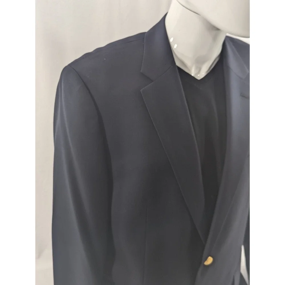 New No Tags Ralph Lauren Blazer Sports Coat Wool Navy Gold Button Jacket 42R 46